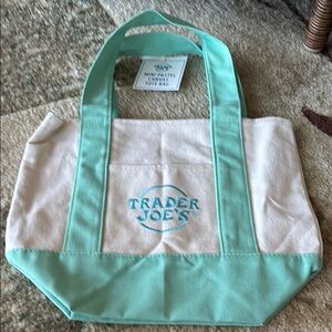 NWT Trader Joe’S Mint Green and Cream Tote Bag